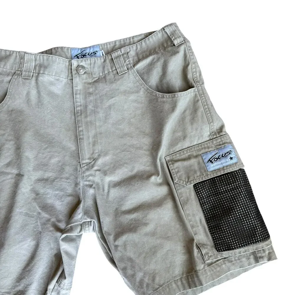 Vintage 90s Focus Cargo Shorts Mesh Pocket Mens 32